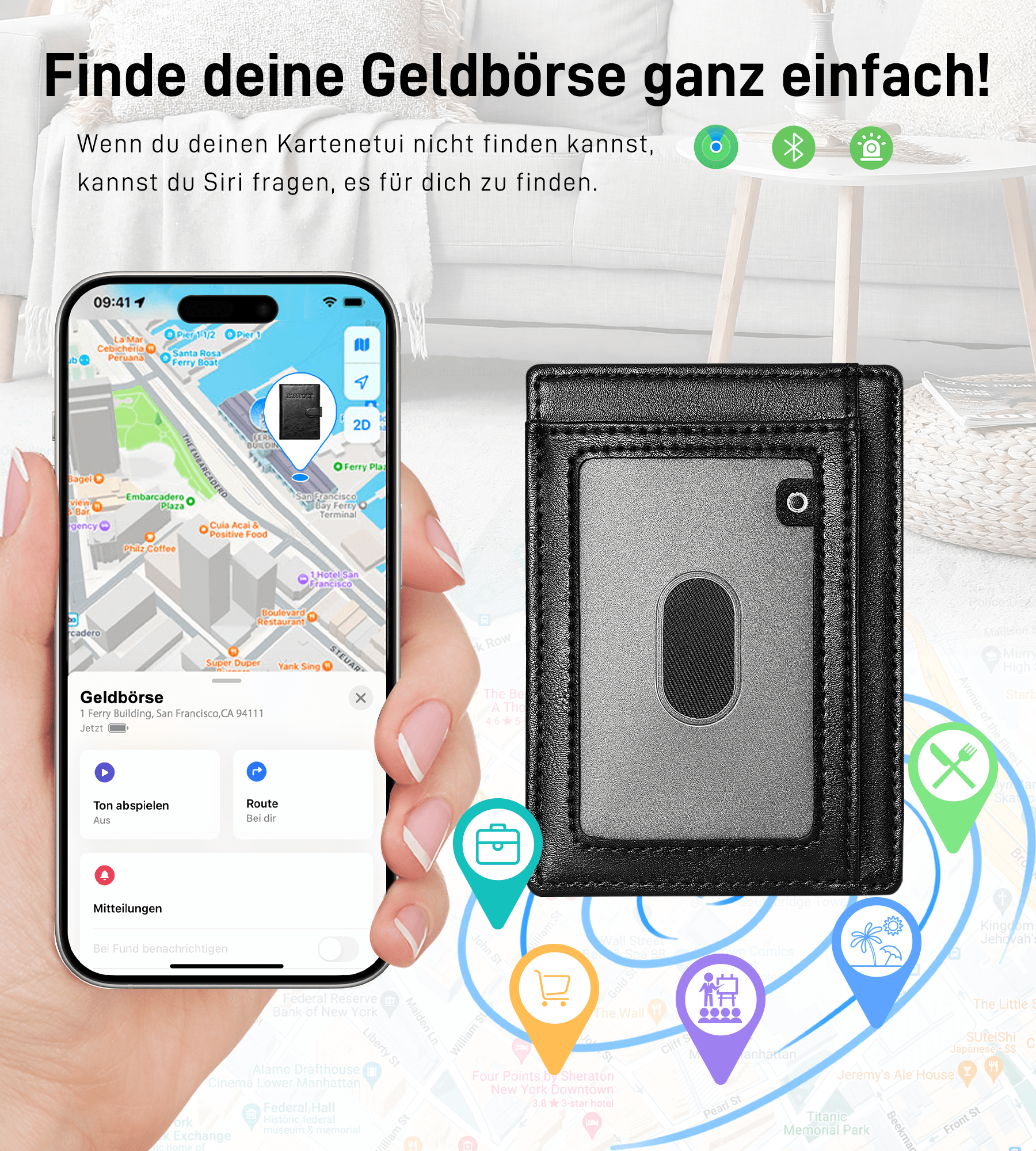 Findwallet™Card Holder mit Smart Tracker (Schwarz)