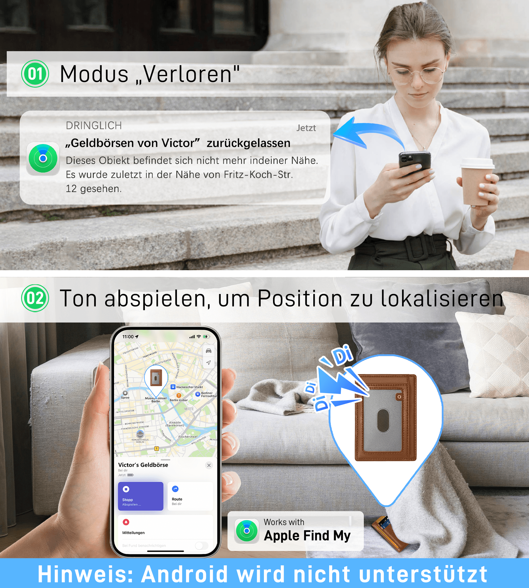 Findwallet™Card Holder mit Smart Tracker (Braun)