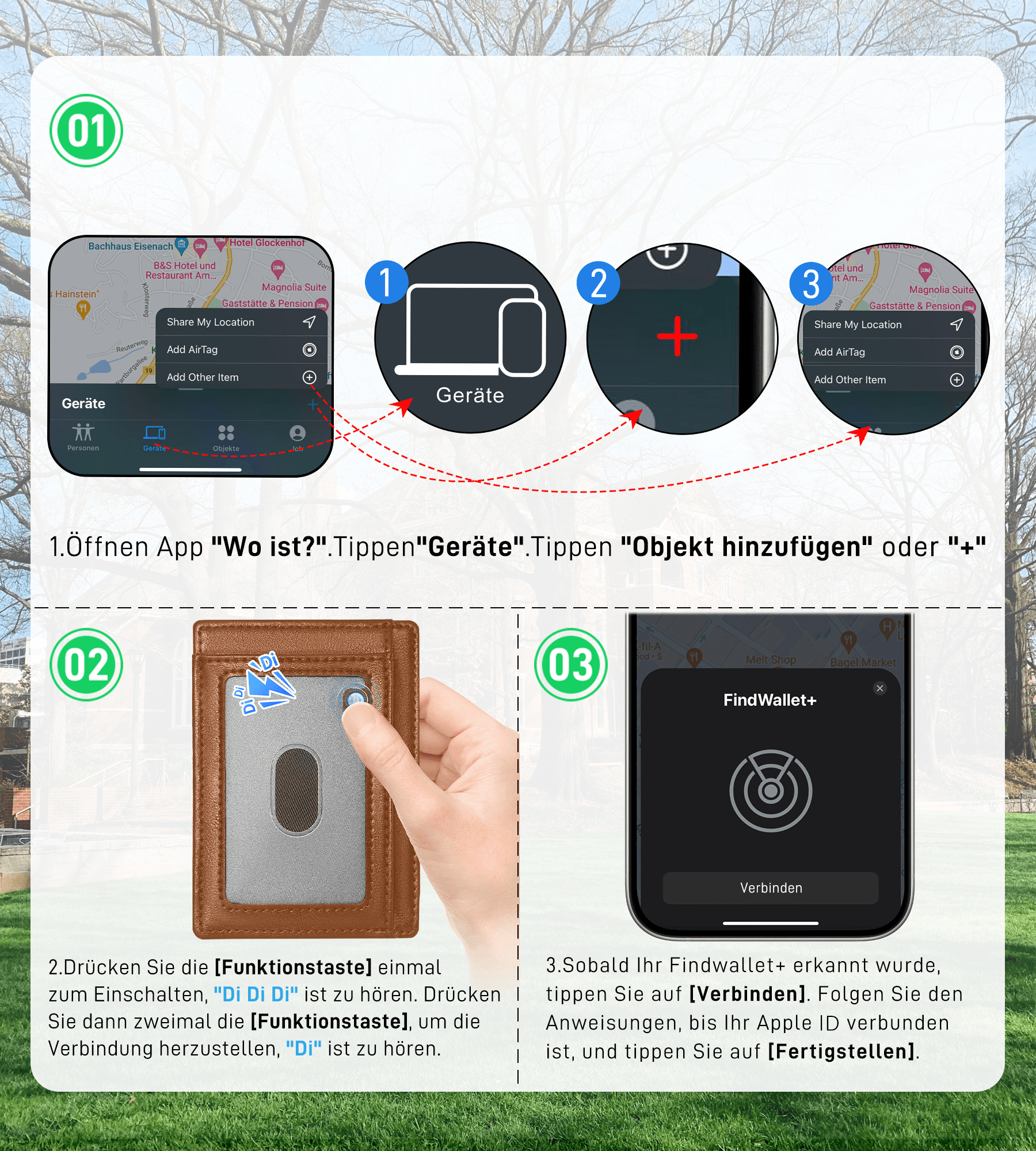 Findwallet™Card Holder mit Smart Tracker (Braun)