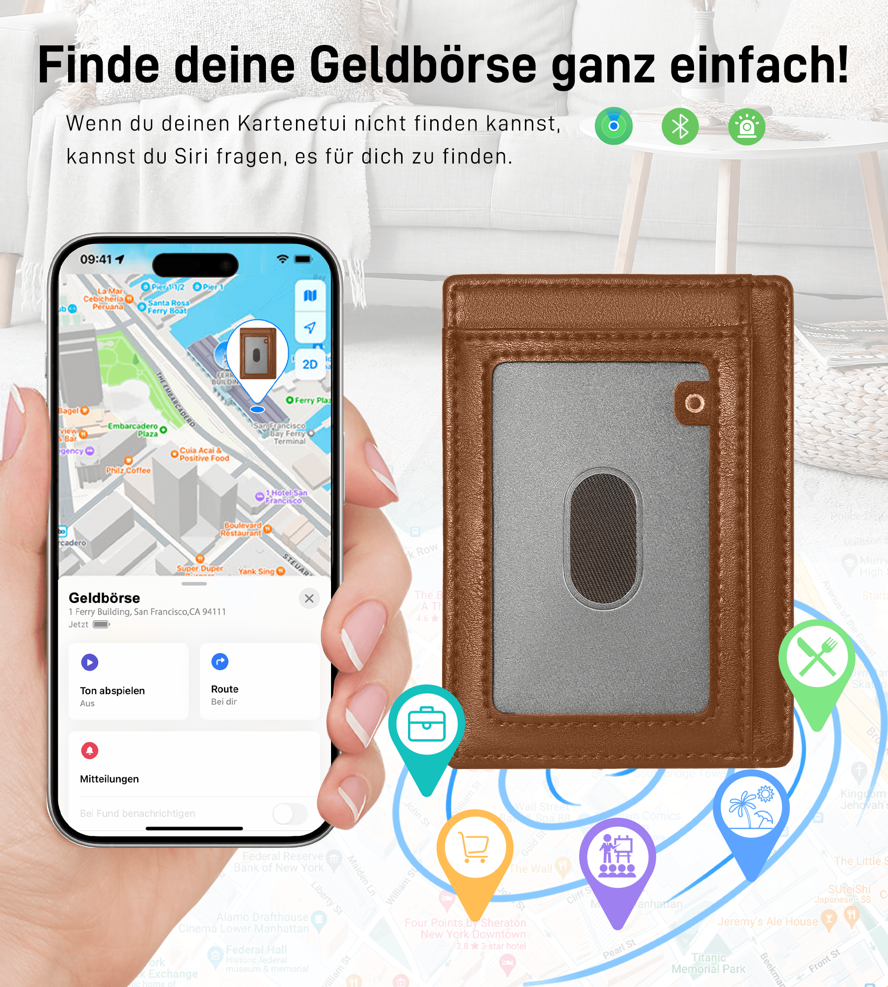 Findwallet™Card Holder mit Smart Tracker (Braun)