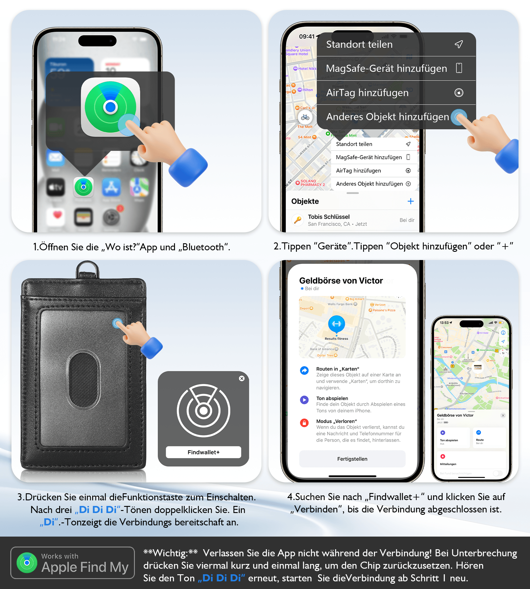 Findwallet™ ID-Kartenhalter mit Smart Tracker (Schwarz)