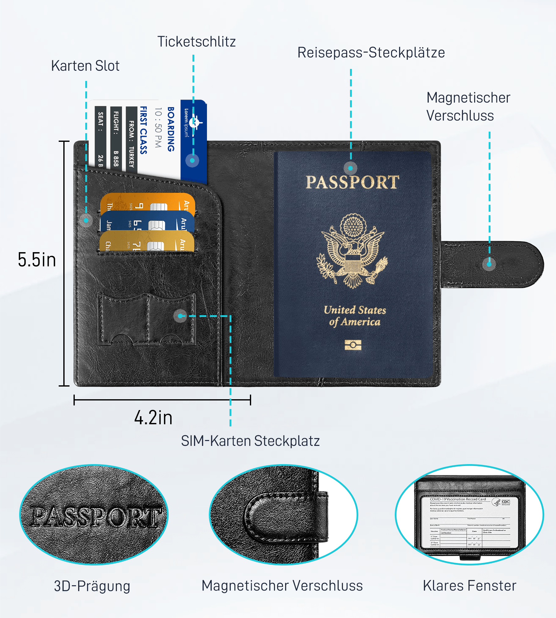 Findwallet™ Reisepasshalter mit Smart Tracker (Schwarz)