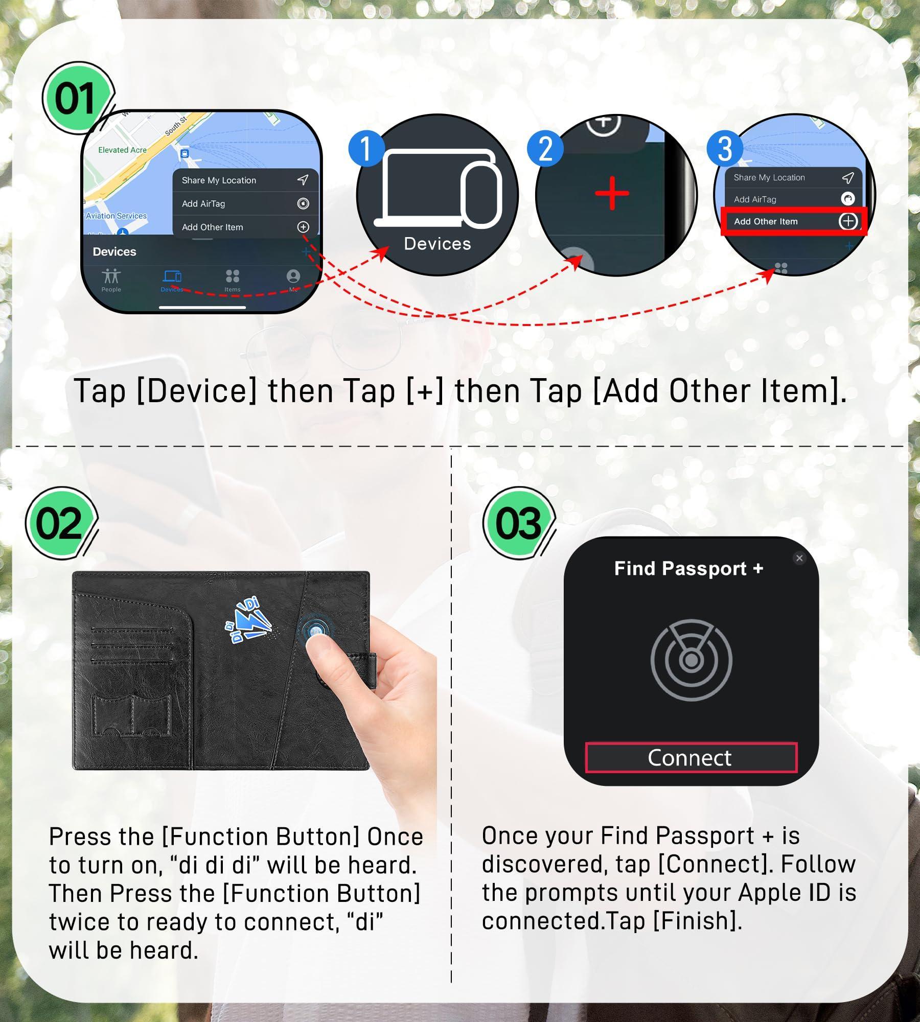 Findwallet™ Passport Holder with Smart Tracker (Black)