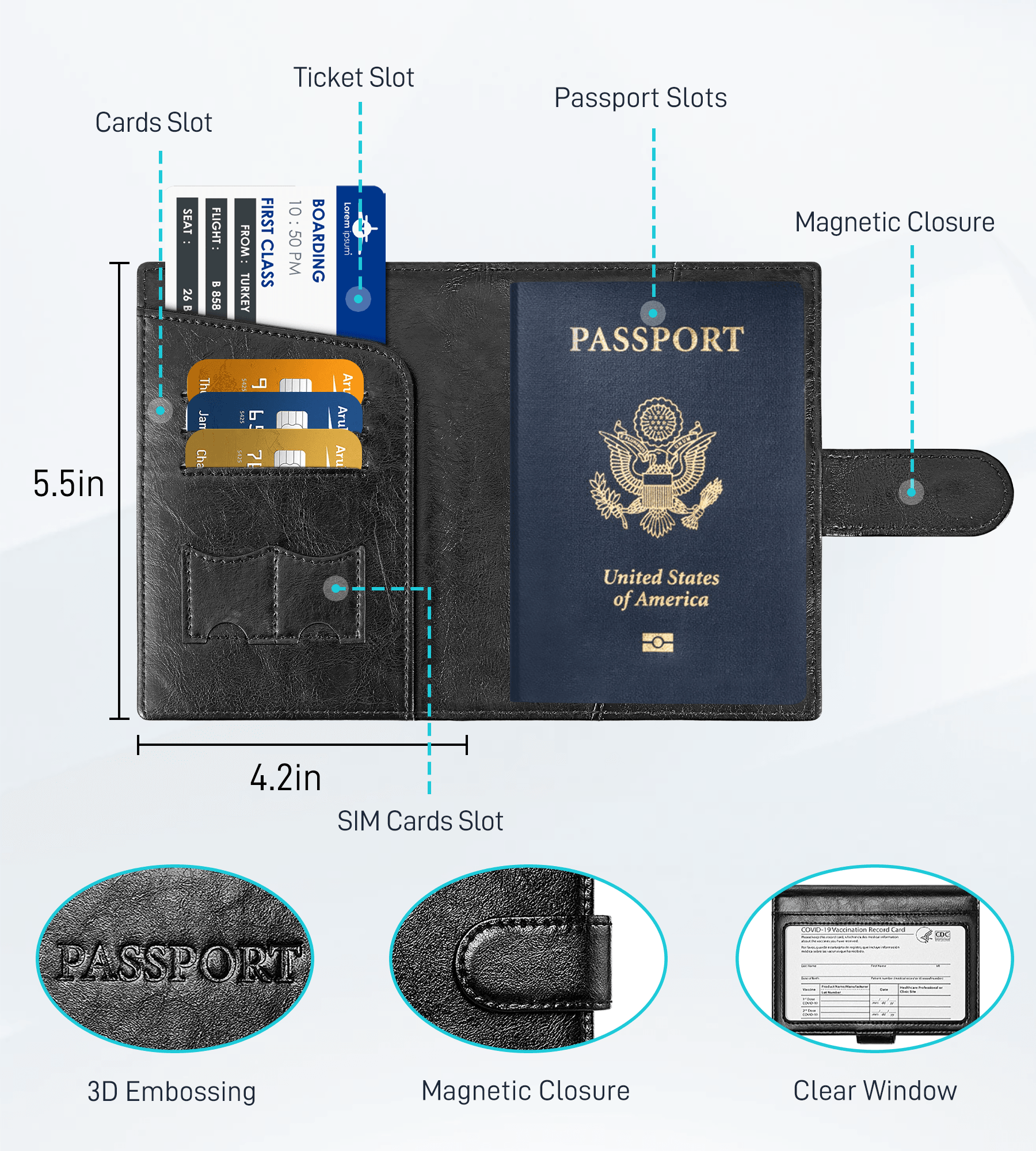 Findwallet™ Passport Holder with Smart Tracker (Black)