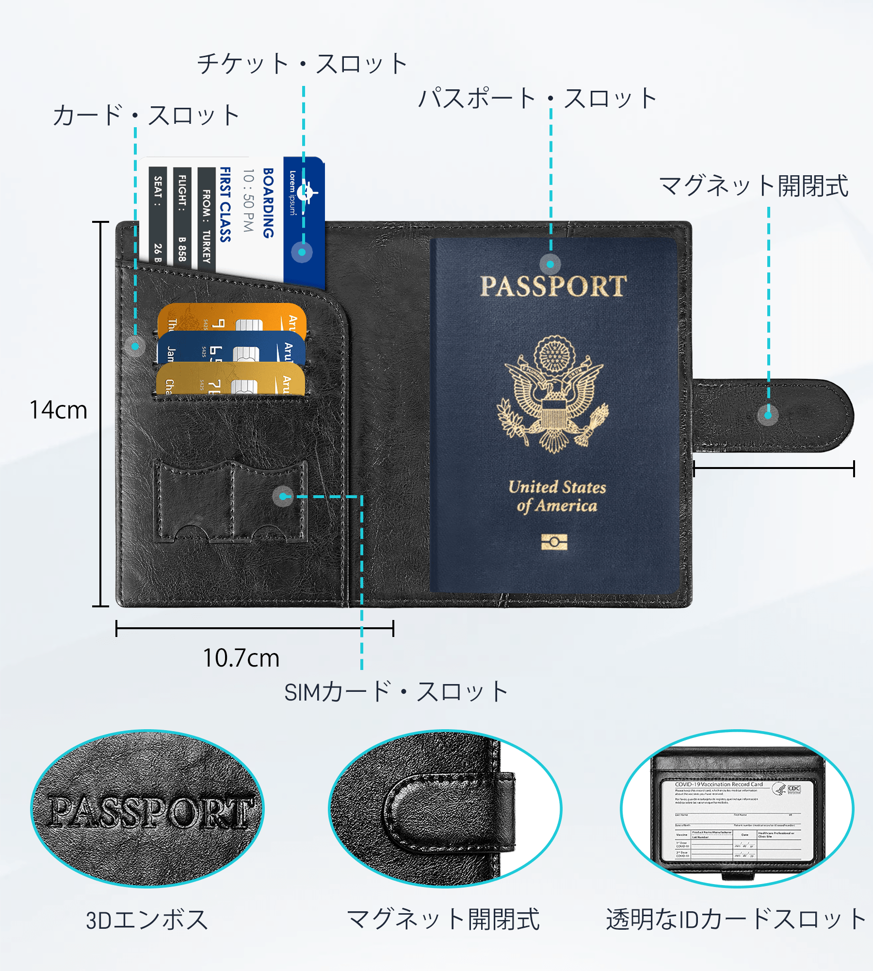 Findwallet™ スマートトラッカー付きパスポートホルダー(ブラック)