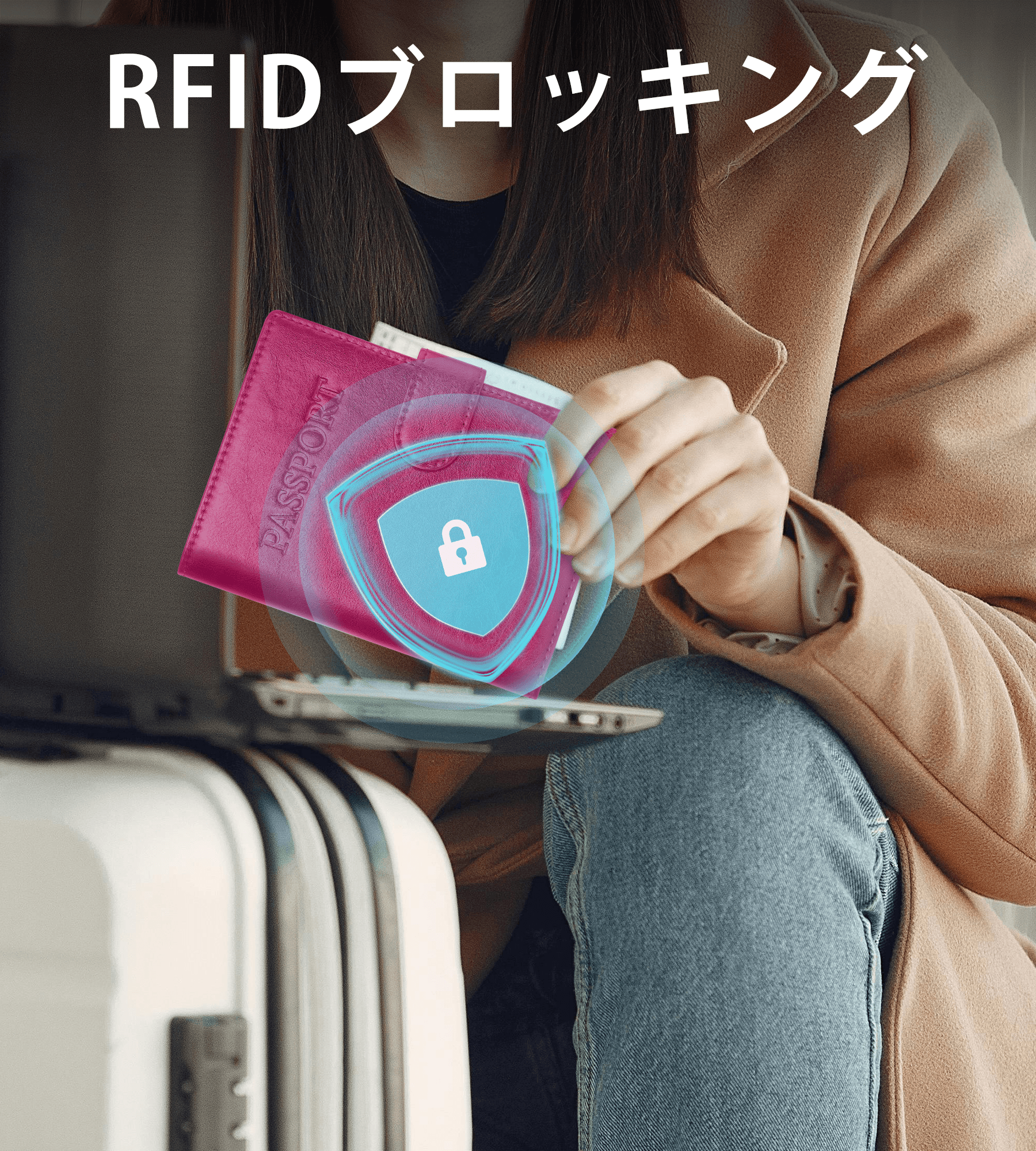 Findwallet™ スマートトラッカー付きパスポートホルダー(ピンク)