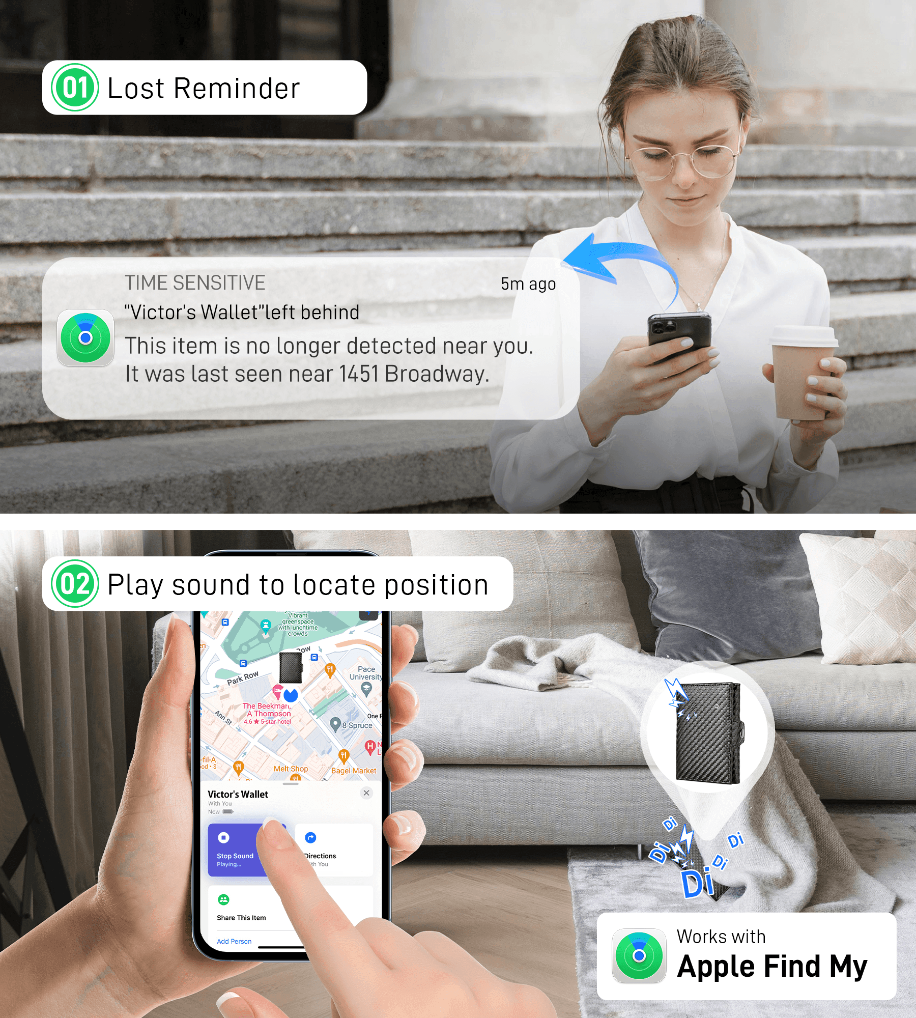 Findwallet™ Trifold Wallet with Smart Tracker