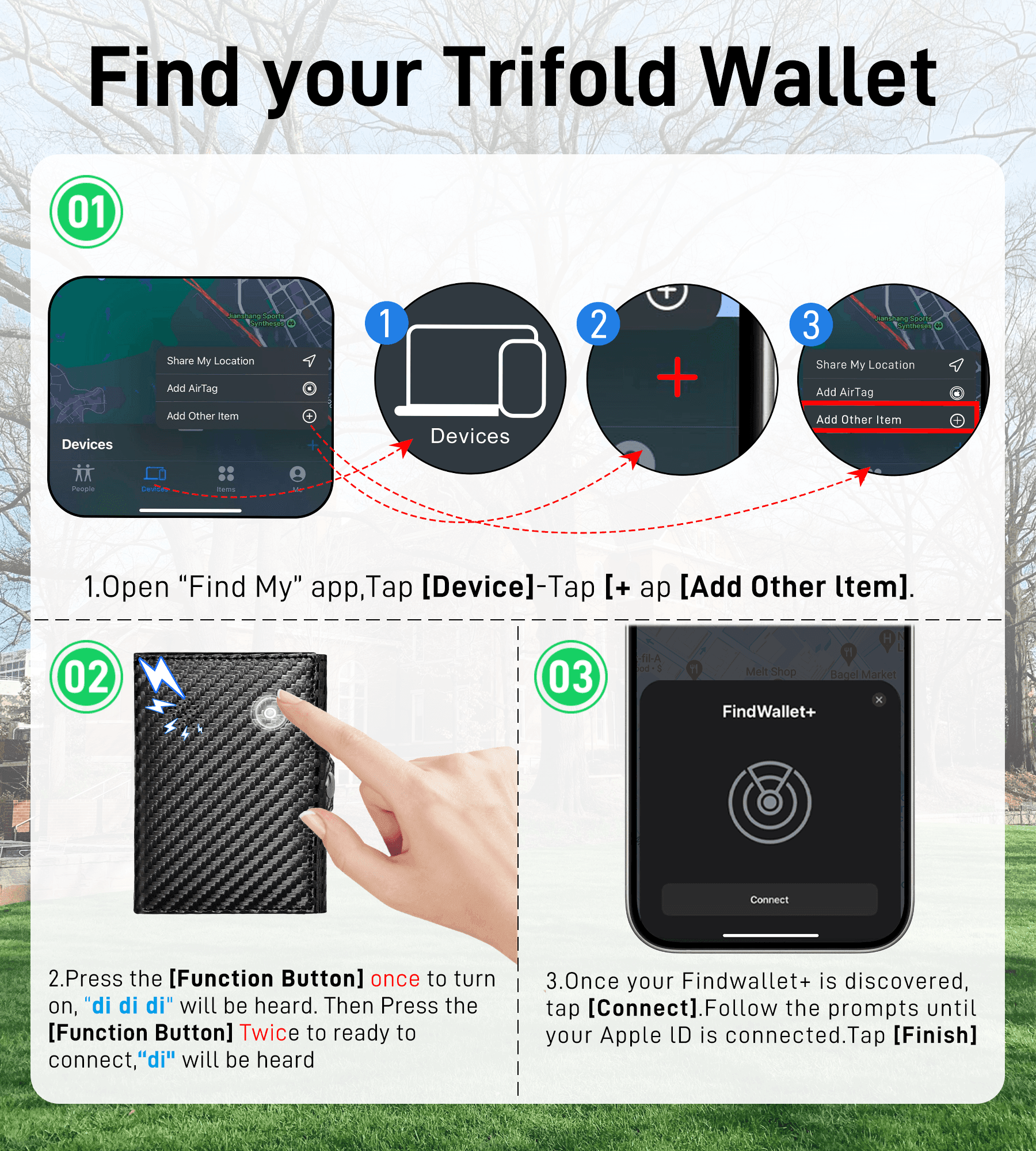 Findwallet™ Trifold Wallet with Smart Tracker