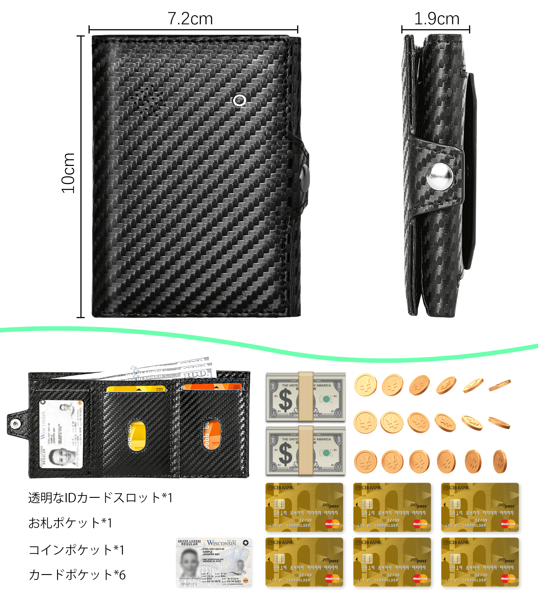Findwallet™ スマートトラッカー付き三つ折り財布
