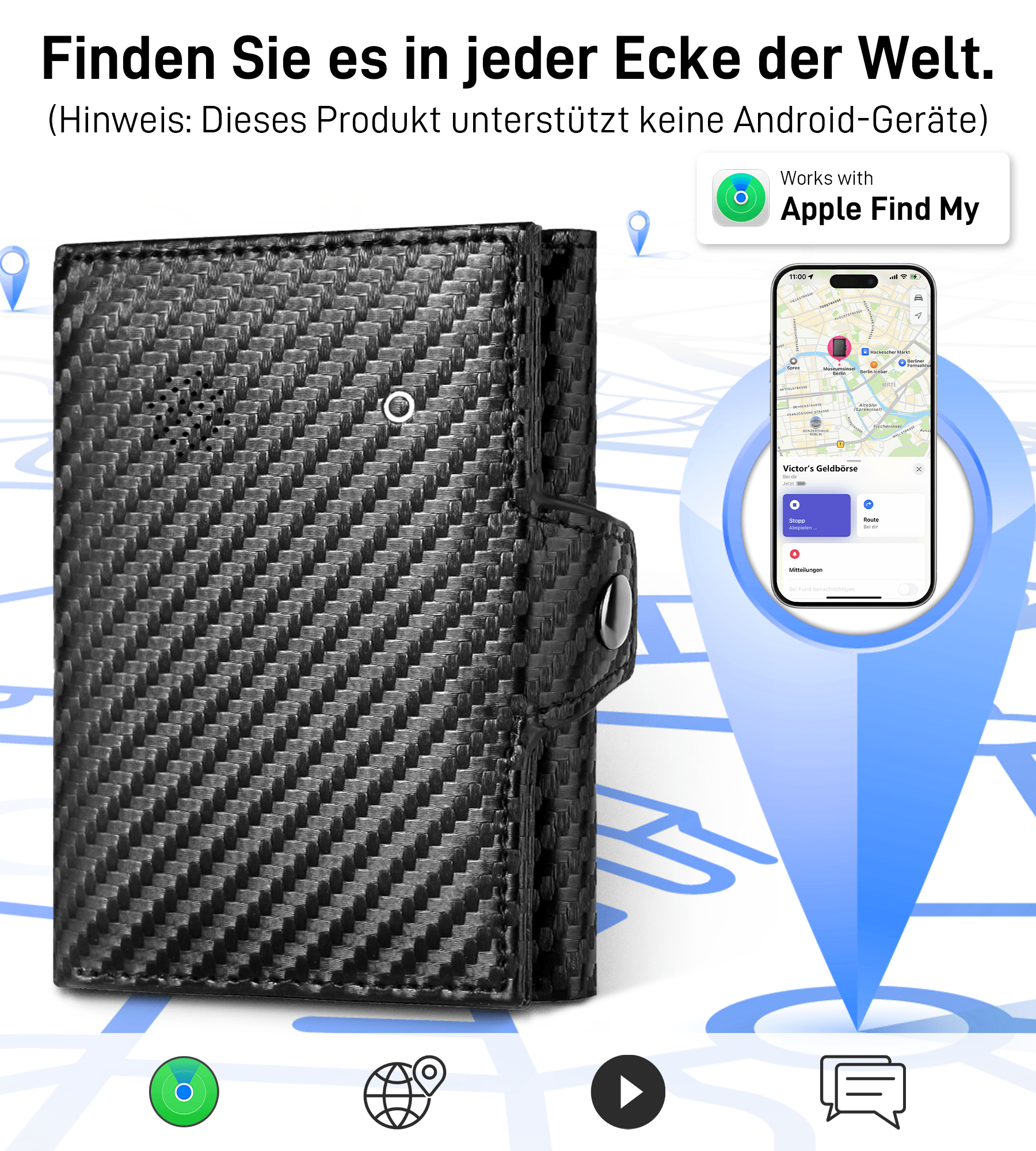 Findwallet™ Trifold Brieftasche mit Smart Tracker
