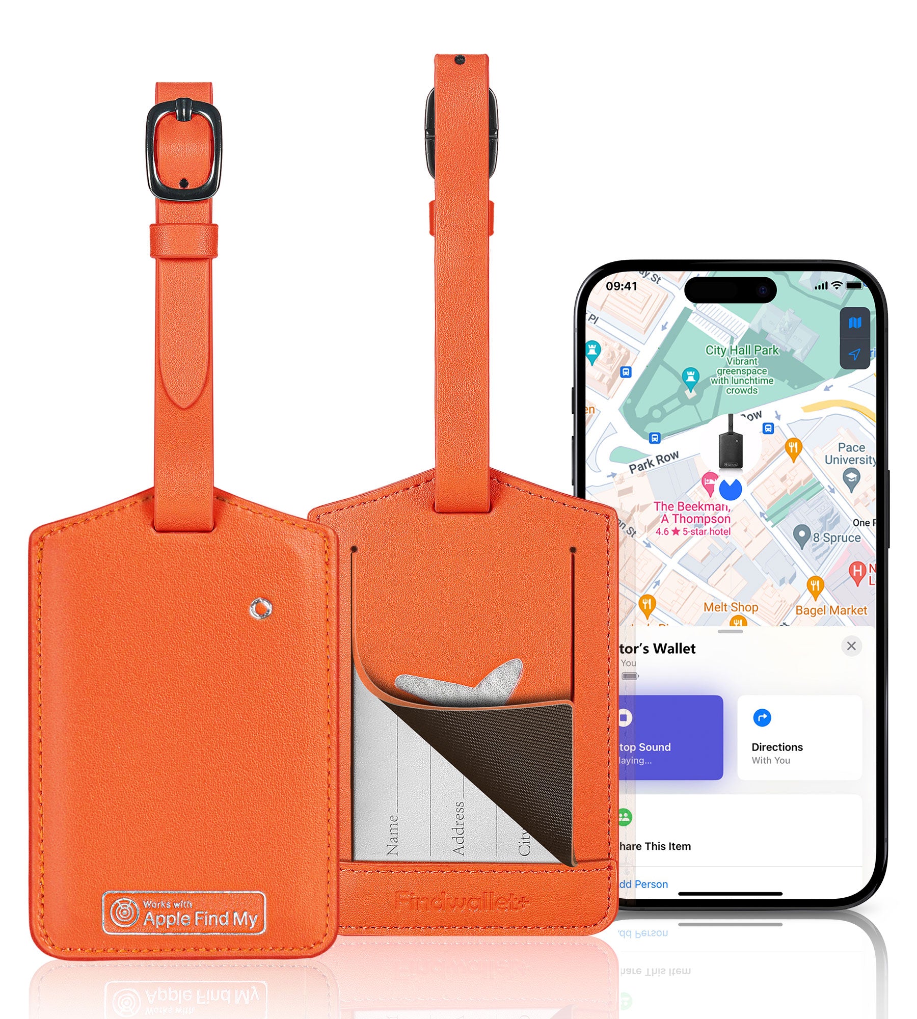 Findwallet™ Gepäckanhänger mit Smart Tracker (Orange)