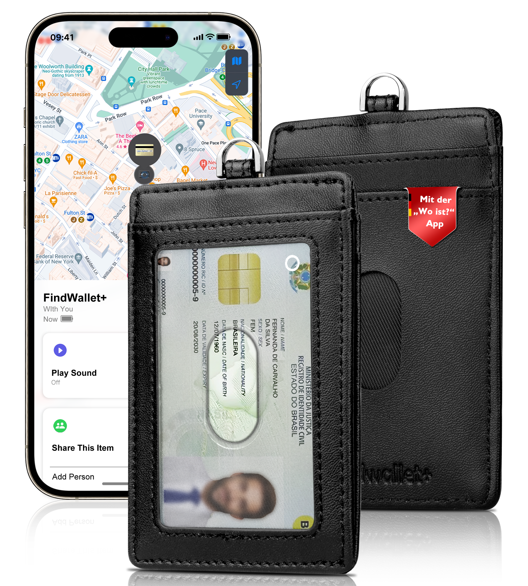 Findwallet™ ID-Kartenhalter mit Smart Tracker (Schwarz)