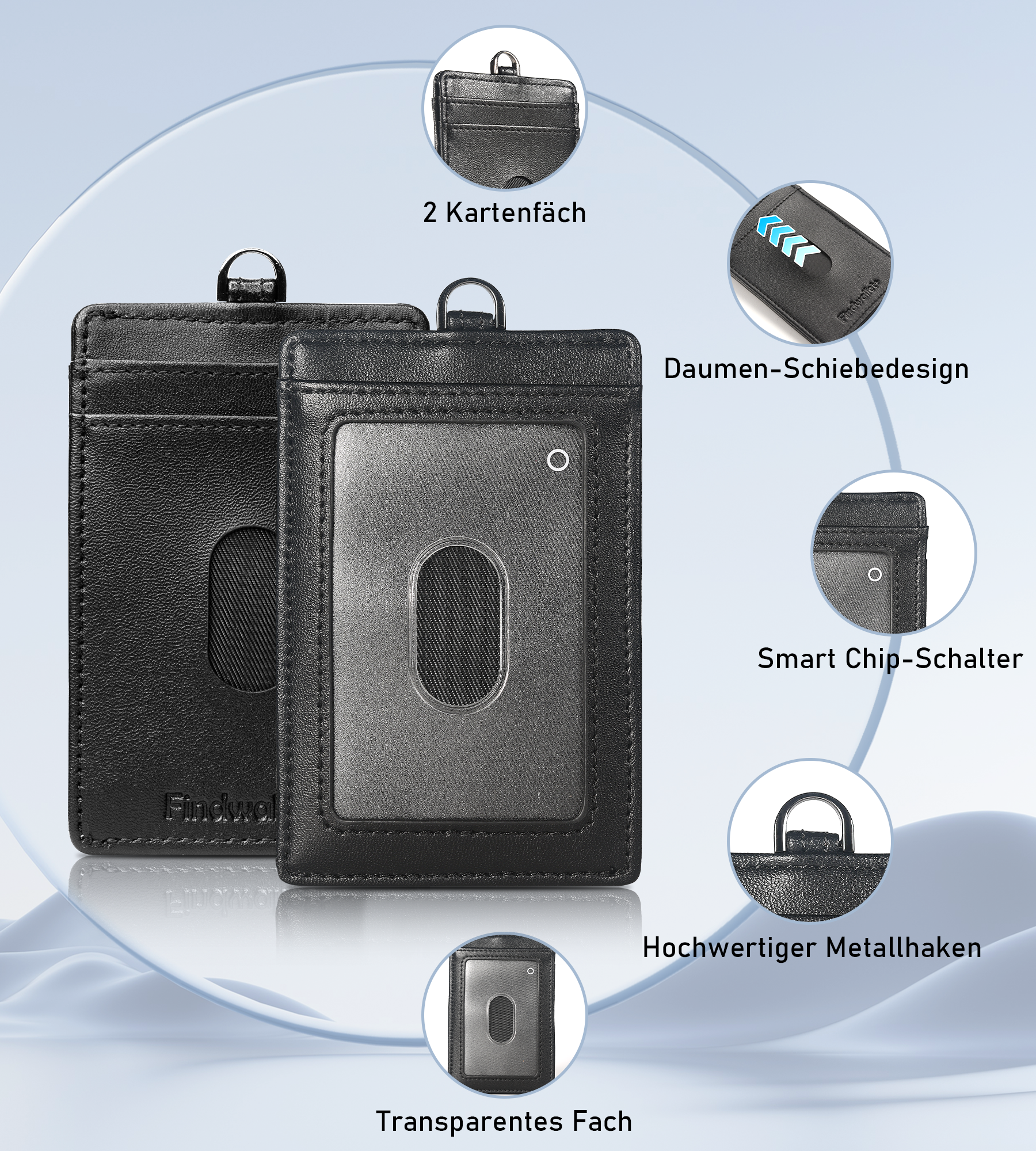 Findwallet™ ID-Kartenhalter mit Smart Tracker (Schwarz)