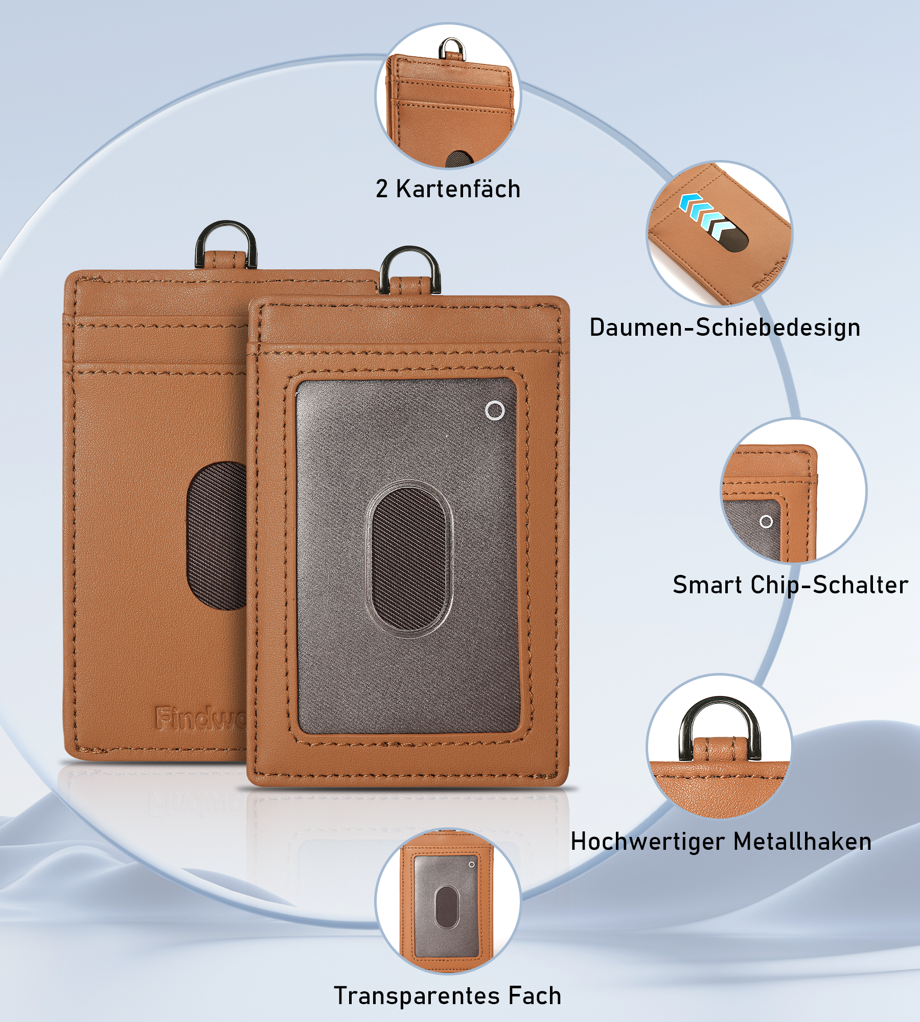 Findwallet™ ID-Kartenhalter mit Smart Tracker (Braun)