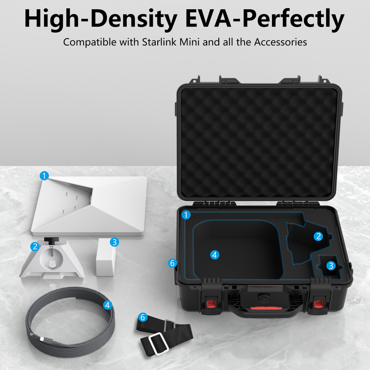 Starlink Mini Waterproof Hard Case with Precision Foam, Shoulder Strap for Travel & Camping