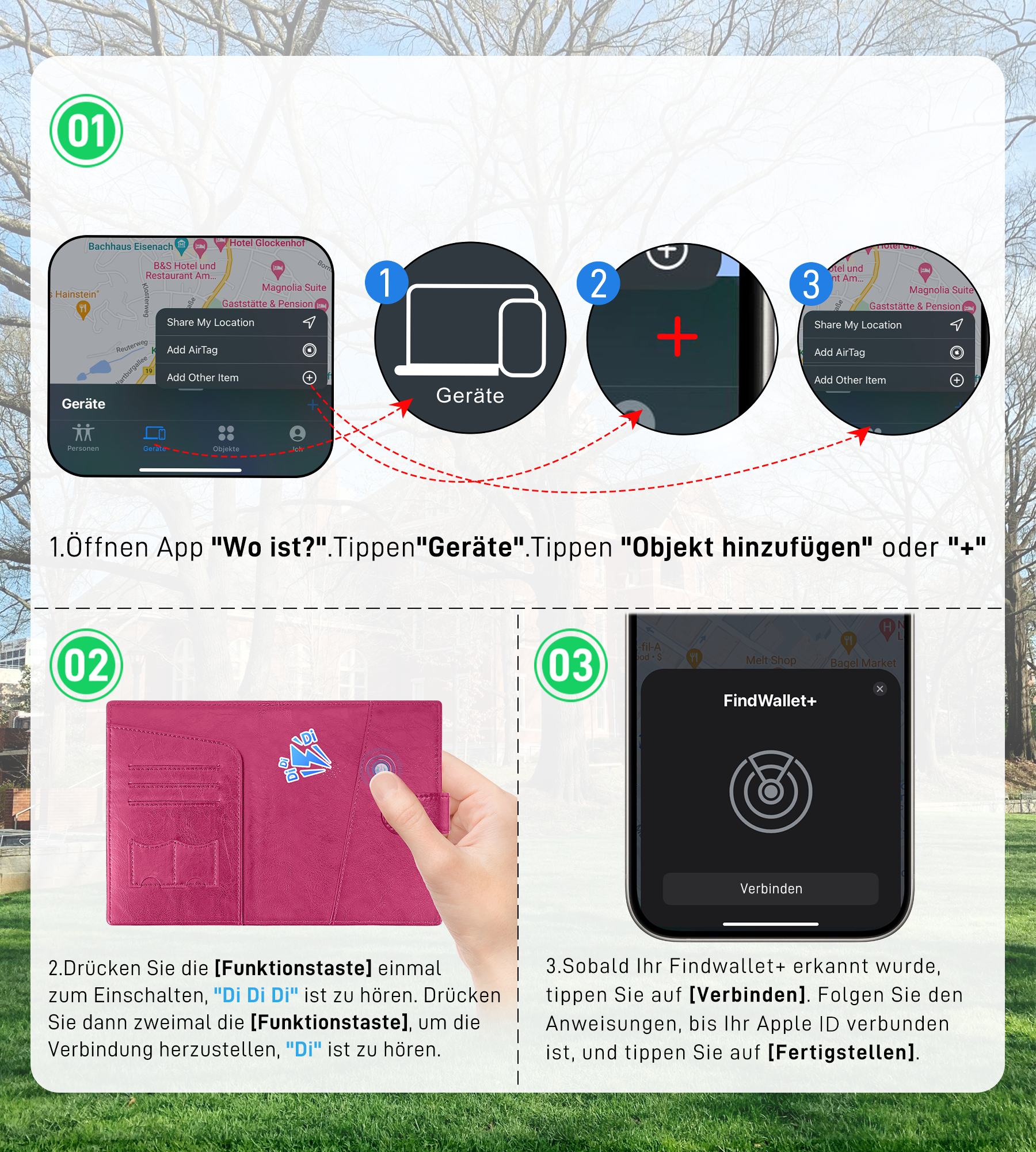 Findwallet™ Reisepasshalter mit Smart Tracker (Rosa)