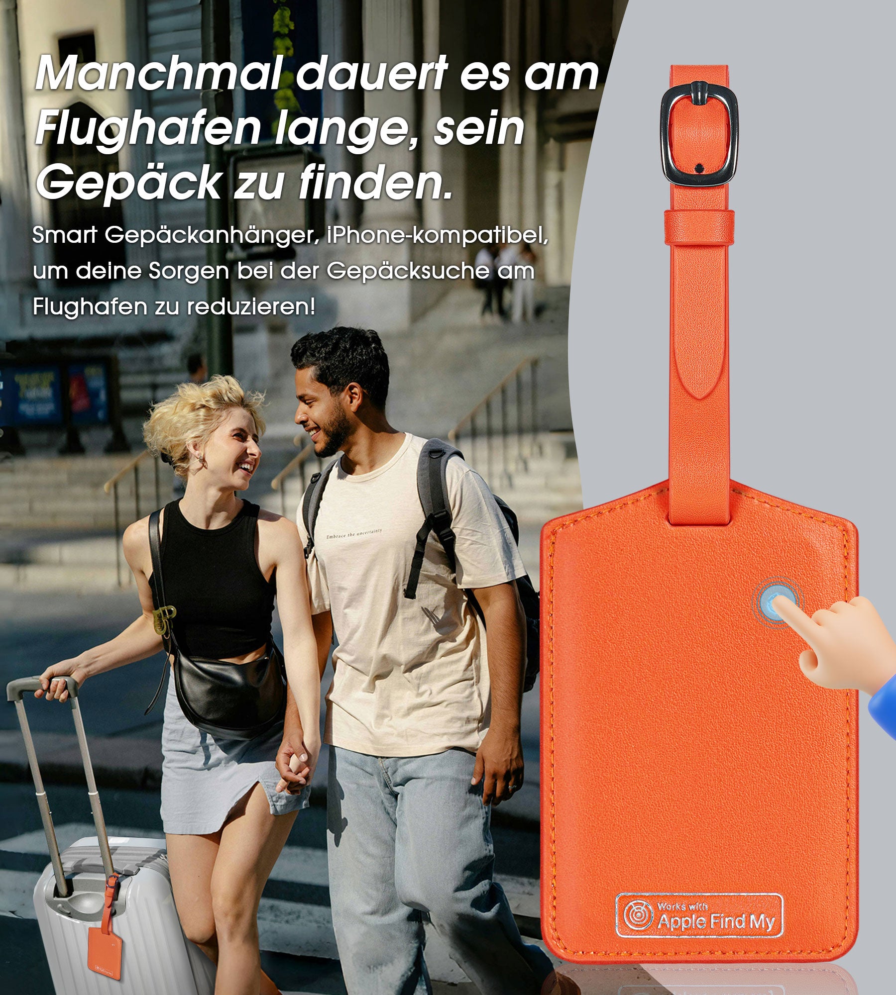 Findwallet™ Gepäckanhänger mit Smart Tracker (Orange)