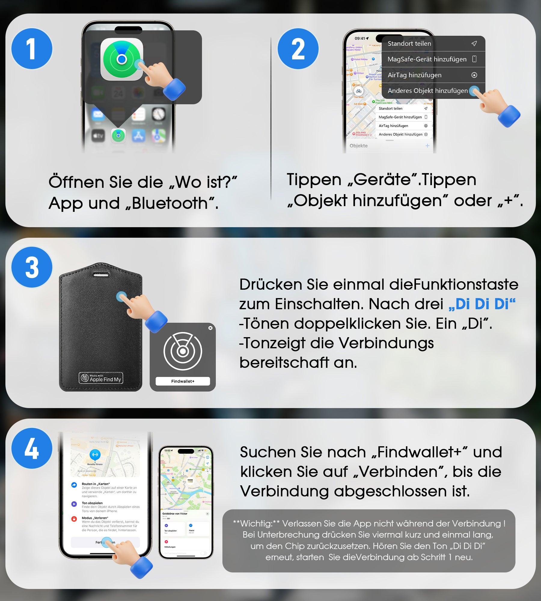 Findwallet™ Gepäckanhänger mit Smart Tracker (Schwarz)