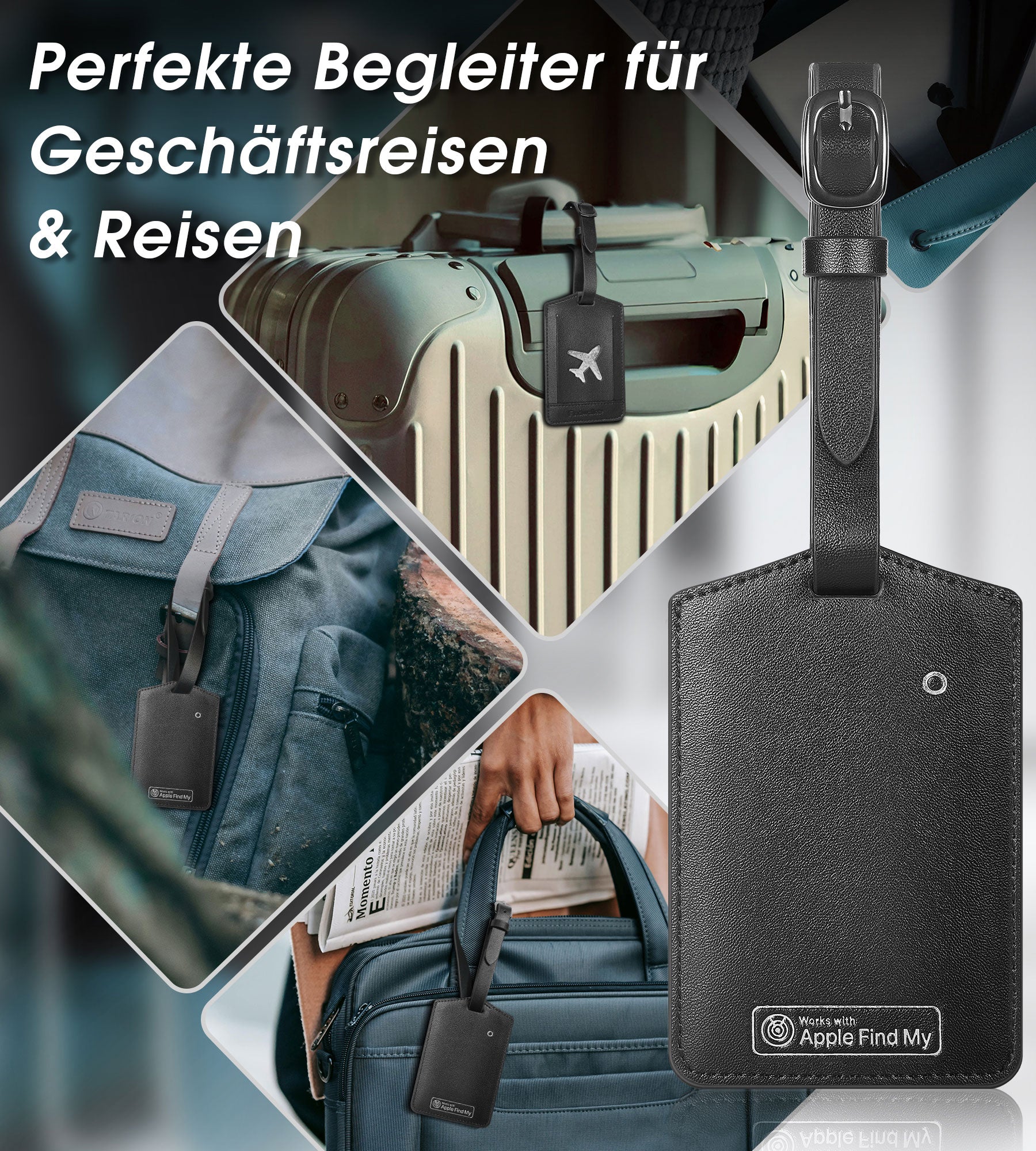 Findwallet™ Gepäckanhänger mit Smart Tracker (Schwarz)