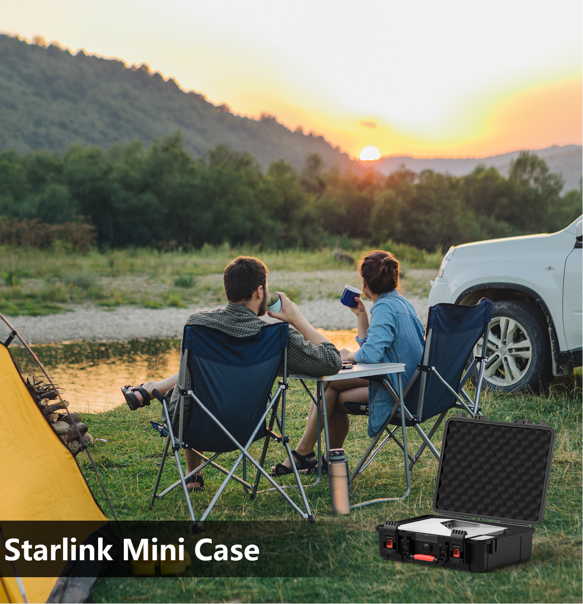 Starlink Mini Waterproof Hard Case with Precision Foam, Shoulder Strap for Travel & Camping
