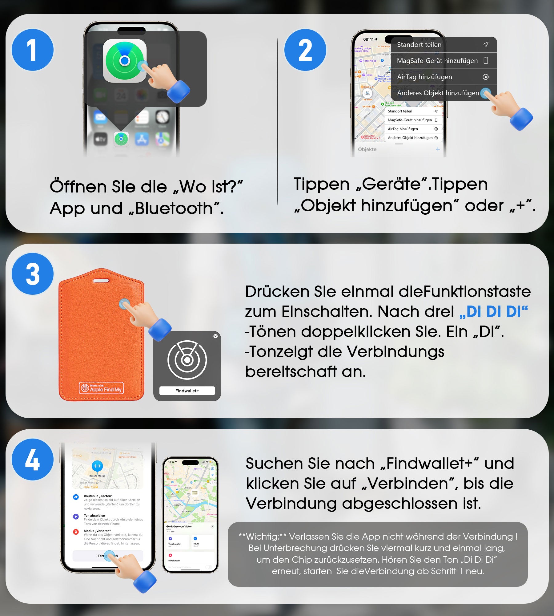 Findwallet™ Gepäckanhänger mit Smart Tracker (Orange)