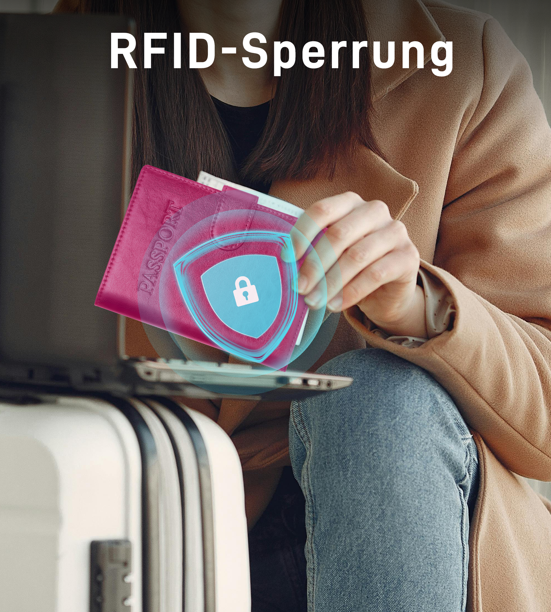 Findwallet™ Reisepasshalter mit Smart Tracker (Rosa)