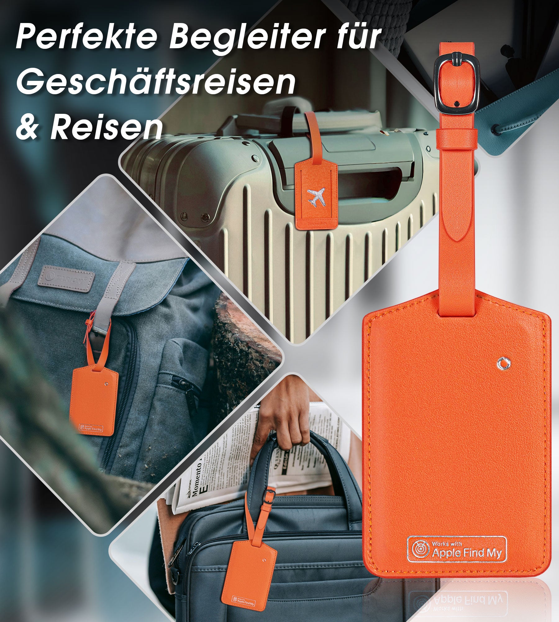 Findwallet™ Gepäckanhänger mit Smart Tracker (Orange)