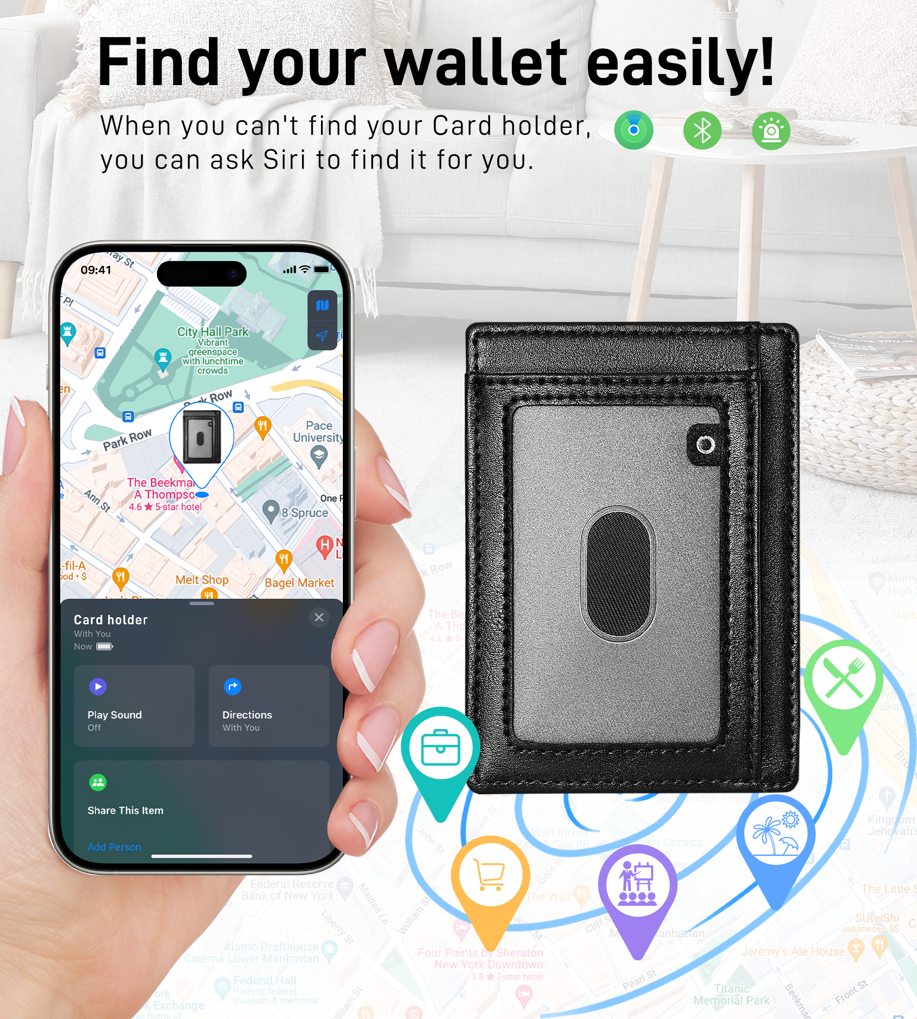 Findwallet™ Card Holder with Smart Tracker (Black)