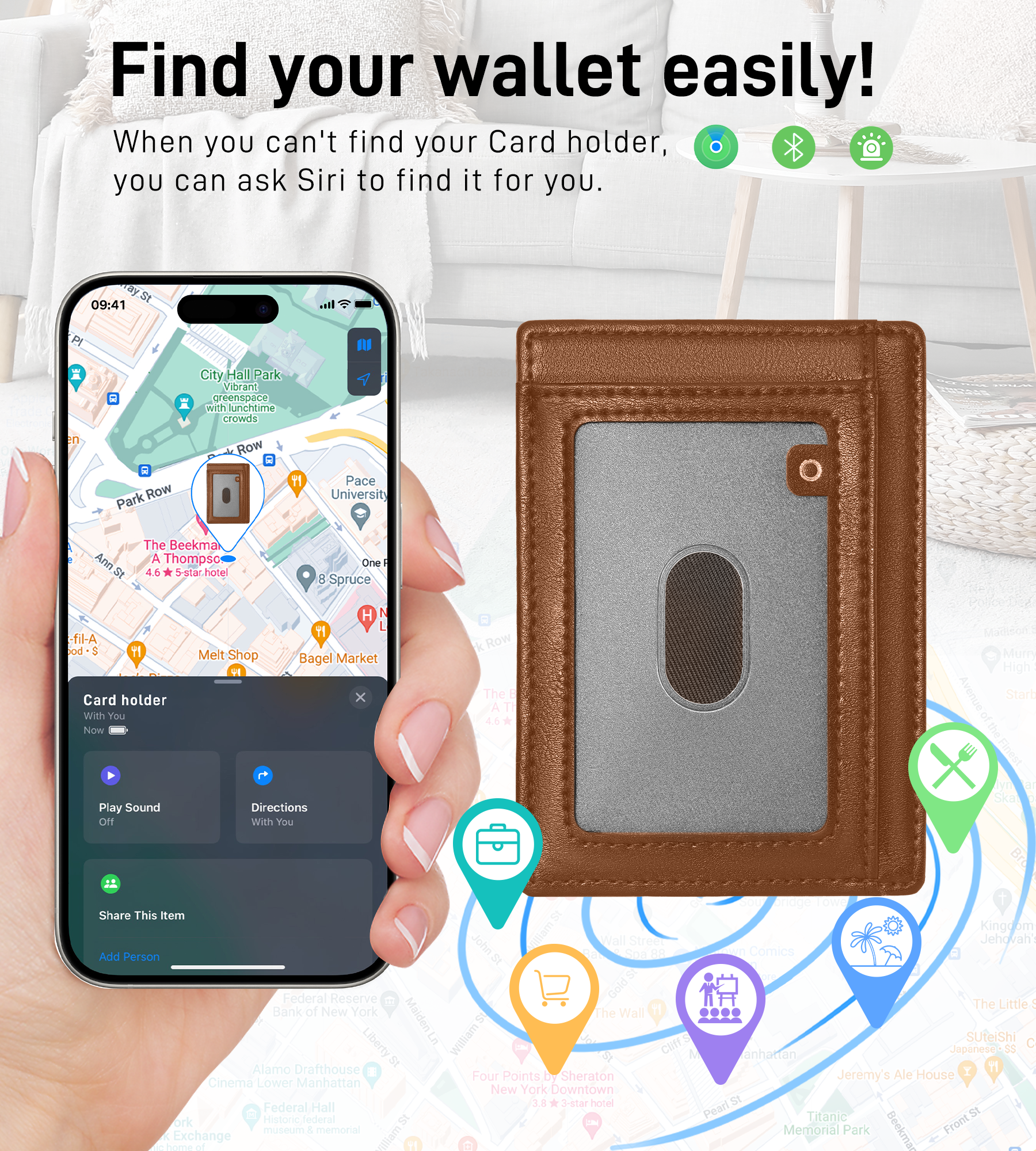 Findwallet™ Card Holder with Smart Tracker (Brown)