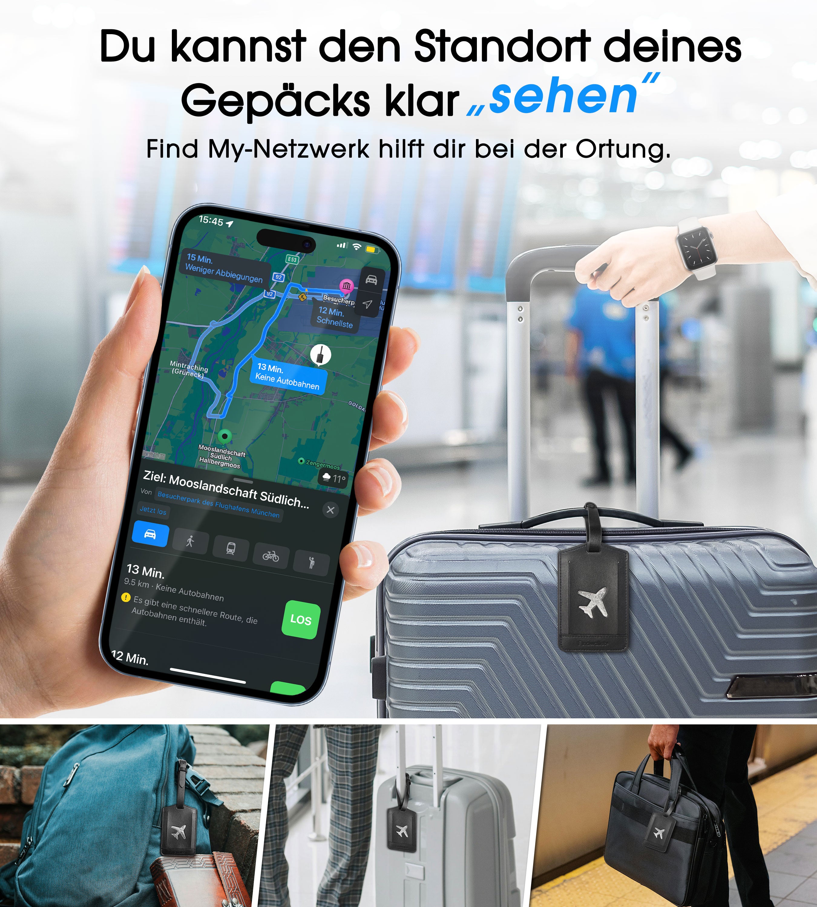 Findwallet™ Gepäckanhänger mit Smart Tracker (Schwarz)