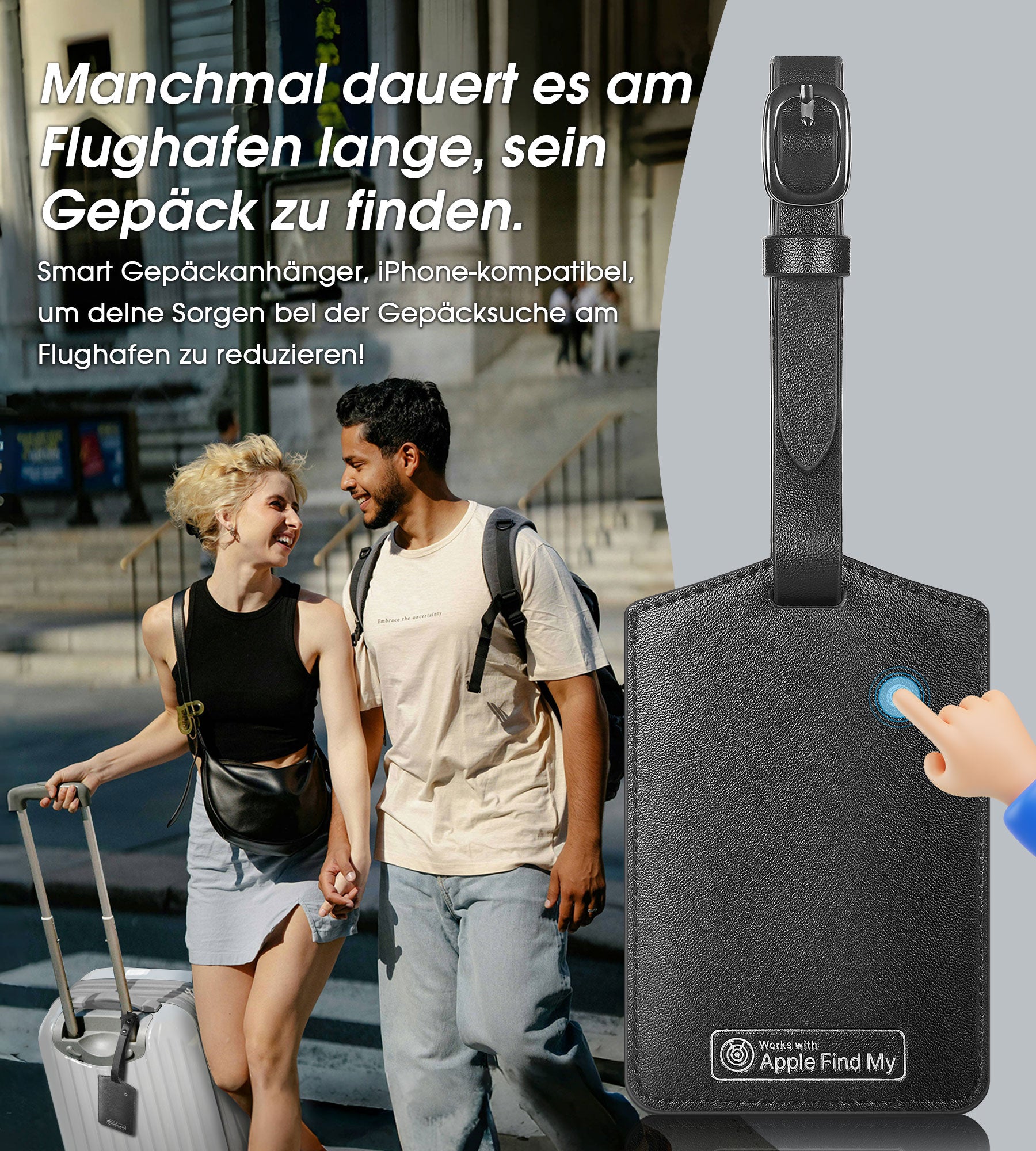 Findwallet™ Gepäckanhänger mit Smart Tracker (Schwarz)