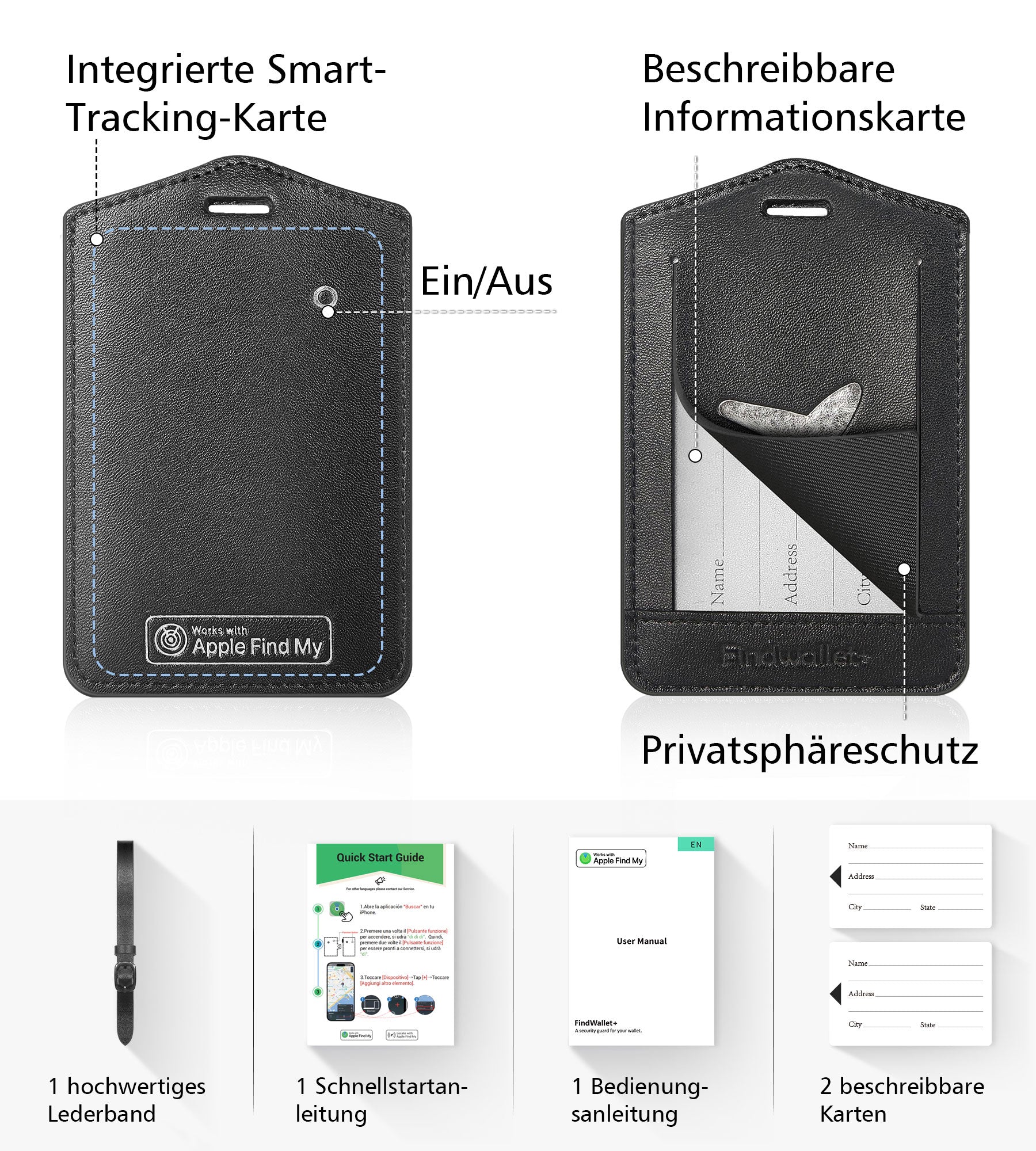 Findwallet™ Gepäckanhänger mit Smart Tracker (Schwarz)